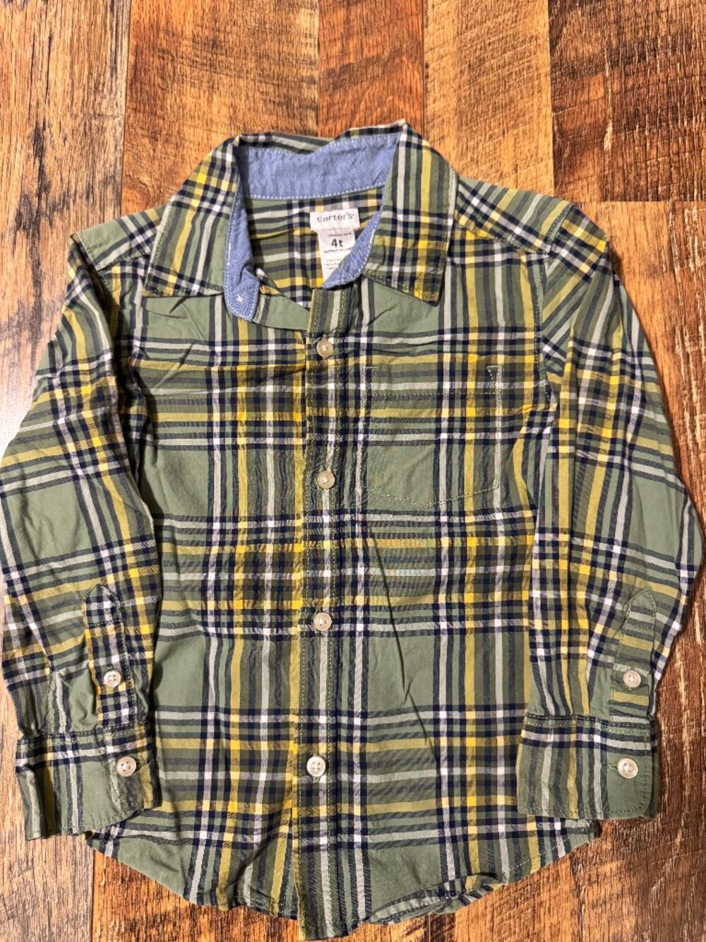 Carter’s Boys 4T Outfit Bundle Plaid Button Down Shirt & Navy Cargo Pants